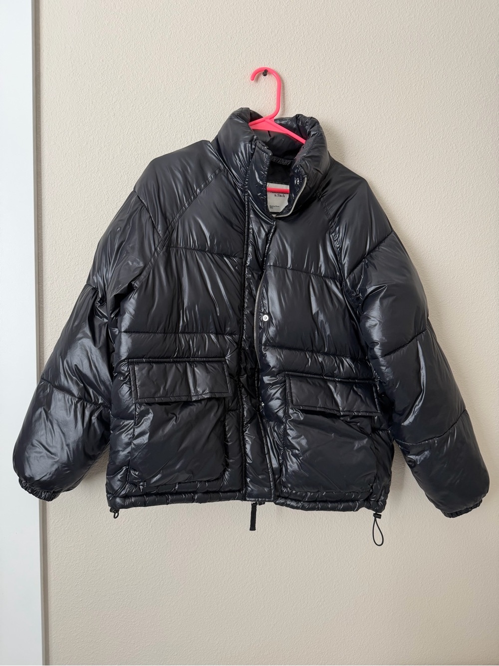 Abercrombie & Fitch Black Shiny Puffer Jacket small